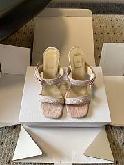 Colestore Dior Dway Heeled Sandal Soupir Pink Dior Oblique Embroidered Cotton and White Lace  - 1