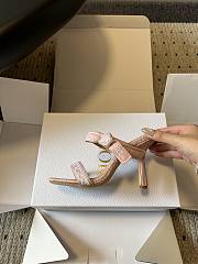 Colestore Dior Dway Heeled Sandal Soupir Pink Dior Oblique Embroidered Cotton and White Lace  - 3