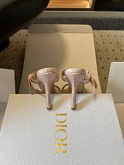 Colestore Dior Dway Heeled Sandal Soupir Pink Dior Oblique Embroidered Cotton and White Lace  - 2