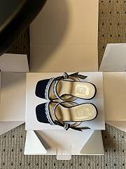 Colestore Dior Dway Heeled Sandal Blue Dior Oblique Embroidered Cotton and White Lace - 6