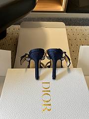 Colestore Dior Dway Heeled Sandal Blue Dior Oblique Embroidered Cotton and White Lace - 5