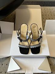 Colestore Dior Dway Heeled Sandal Black Dior Oblique Embroidered Cotton and White Lace  - 1