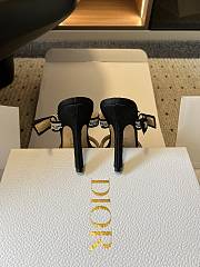 Colestore Dior Dway Heeled Sandal Black Dior Oblique Embroidered Cotton and White Lace  - 6