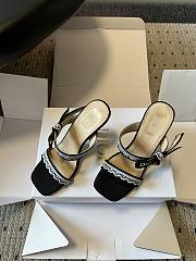 Colestore Dior Dway Heeled Sandal Black Dior Oblique Embroidered Cotton and White Lace  - 5