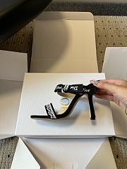 Colestore Dior Dway Heeled Sandal Black Dior Oblique Embroidered Cotton and White Lace  - 4