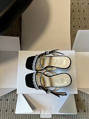Colestore Dior Dway Heeled Sandal Black Dior Oblique Embroidered Cotton and White Lace  - 3