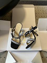 Colestore Dior Dway Heeled Sandal Black Dior Oblique Embroidered Cotton and White Lace  - 2