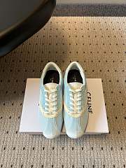Colestore Celine The Flat Sneaker In Gros Grain, Velvet, Suede Goatskin And Lambskin Light Blue / Optic White - 1