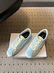 Colestore Celine The Flat Sneaker In Gros Grain, Velvet, Suede Goatskin And Lambskin Light Blue / Optic White - 5