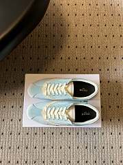 Colestore Celine The Flat Sneaker In Gros Grain, Velvet, Suede Goatskin And Lambskin Light Blue / Optic White - 2