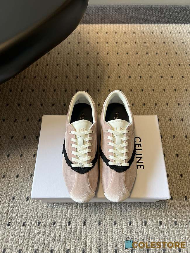 Colestore Celine The Flat Sneaker In Gros Grain, Velvet, Suede Goatskin And Lambskin Pink / Black - 1
