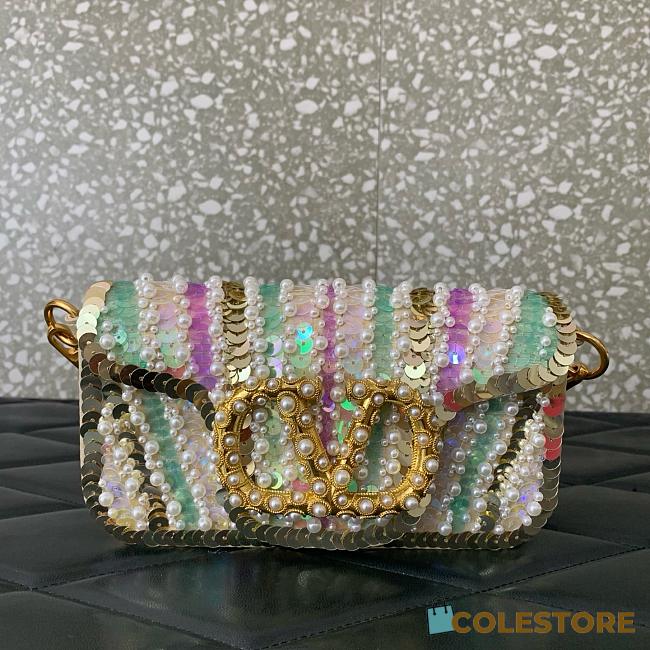 Colestore Valentino Garavani Locò Small Embroidered Shoulder Bag With Jewel Logo 20x11x5cm - 1