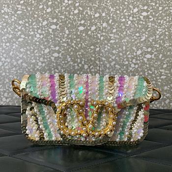 Colestore Valentino Garavani Locò Small Embroidered Shoulder Bag With Jewel Logo 20x11x5cm