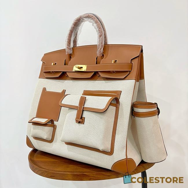 Colestore Hermes Birkin 40 HAC Cargo Gold Swift and Gold-Ecru Toile H Canvas Gold Hardware - 1
