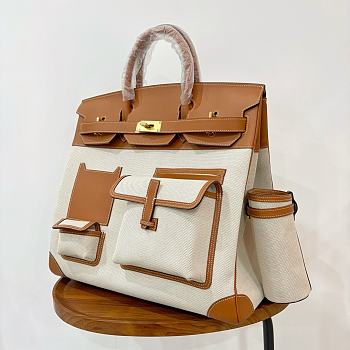 Colestore Hermes Birkin 40 HAC Cargo Gold Swift and Gold-Ecru Toile H Canvas Gold Hardware
