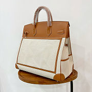 	 Colestore Hermes Birkin 40 HAC Cargo Gold Swift and Gold-Ecru Toile H Canvas Palladium Hardware - 5