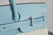 	 Colestore Hermes Birkin 40 HAC Cargo Bleu Égée Swift and Ecru Toile H Canvas Palladium Hardware - 2
