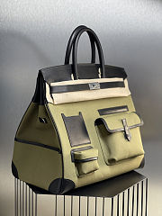 	 Colestore Hermes Birkin 40 HAC Cargo Black Swift & Military Green Canvas  Palladium Hardware - 6