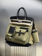 	 Colestore Hermes Birkin 40 HAC Cargo Black Swift & Military Green Canvas  Palladium Hardware - 4