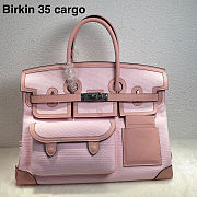 	 Colestore Hermes Birkin 35 HAC  Rose Sakura Swift and Rose Sakura-Ecru Toile Goeland Canvas Palladium Hardware - 1