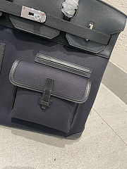 	 Colestore Hermes Birkin 40 HAC Bleu Marine Toile & Black Box Calf Cargo  Palladium Hardware - 2