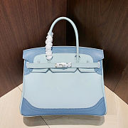 Colestore  Hermes Birkin Ghillies  30 Ciel and Ecru Toile 30x16x24cm - 5