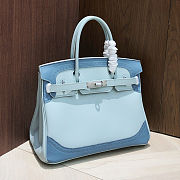 Colestore  Hermes Birkin Ghillies  30 Ciel and Ecru Toile 30x16x24cm - 4