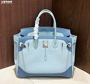 Colestore  Hermes Birkin Ghillies  30 Ciel and Ecru Toile 30x16x24cm - 2