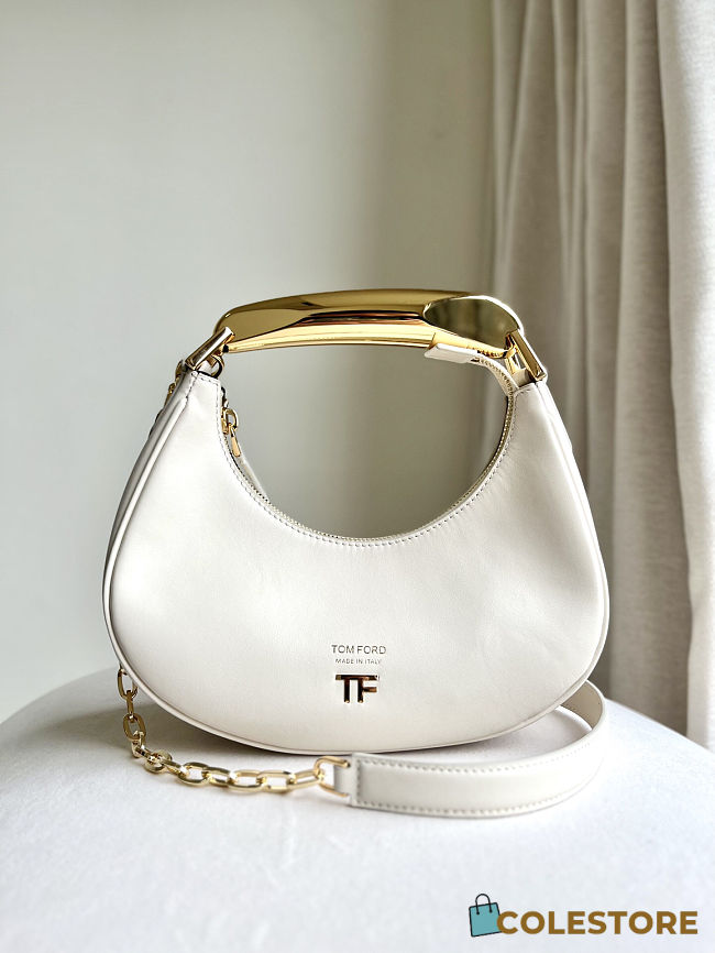 	 Colestore Tom Ford Bianca Mini Hobo Bag in White 23x22x8cm - 1