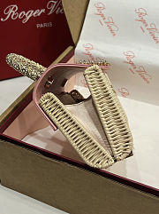Colestore Roger Vivier Jewel Efflorescence Mini Bag in leather and rattan Natural, Pink 19x13x4cm - 3