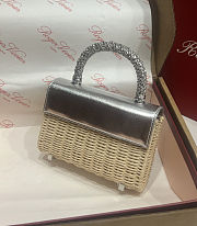 Colestore Roger Vivier Jewel Efflorescence Mini Bag in leather and rattan Natural, Silver 19x13x4cm - 5