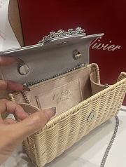 Colestore Roger Vivier Jewel Efflorescence Mini Bag in leather and rattan Natural, Silver 19x13x4cm - 4