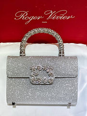 Colestore  Roger Vivier Jewel Efflorescence Mini Bag in glitter Silver 19 x 13 x 4 cm - 1