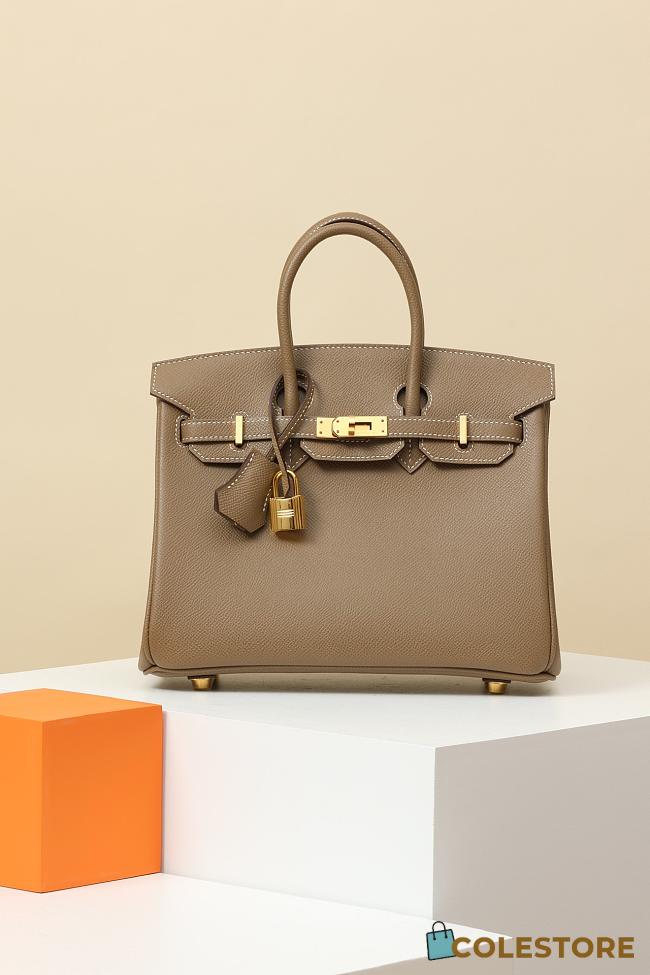 	 Colestore Hermes Birkin 25 Gold-Hardware in Etoupe Togo Leather - 1