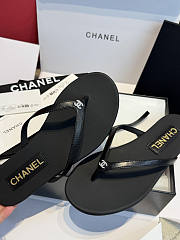 Colestore Chanel Black Leather Flip Flops - 3