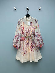 Colestore Zimmermann Rebellion Button Mini Dress Ivory Floral  - 1