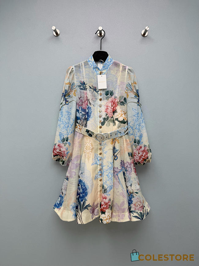 Colestore Zimmermann Rhythmic Floral Linen Minidress - 1