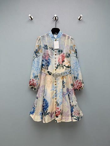 Colestore Zimmermann Rhythmic Floral Linen Minidress