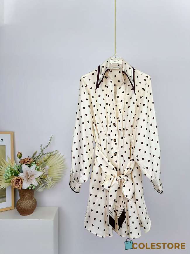 Colestore Zimmermann Dot Tuck Mini Dress Cream Dot - 1