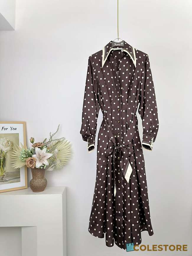 Colestore Zimmermann Dot Tuck Mini Dress Brown Dot - 1