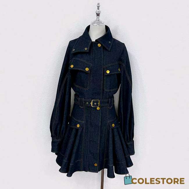 Colestore Zimmermann Runway Luna Denim Utility Mini Dress Harbour Blue - 1