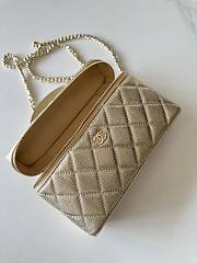 Colestore Chanel Caviar Quilted Top Handle Slim Vanity Case with Chain Gold Metallic Caviar Brushed Light Gold Hardware 17x9.5x8cm - 6