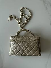 Colestore Chanel Caviar Quilted Top Handle Slim Vanity Case with Chain Gold Metallic Caviar Brushed Light Gold Hardware 17x9.5x8cm - 5