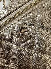 Colestore Chanel Caviar Quilted Top Handle Slim Vanity Case with Chain Gold Metallic Caviar Brushed Light Gold Hardware 17x9.5x8cm - 4