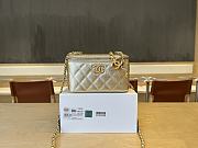 Colestore Chanel Small Classic Vanity Case Light Gold Metallic Caviar Brushed Light Gold Hardware 9.5x17x8cm - 1