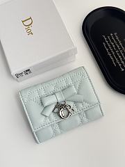Colestore Lady Dior Glycine Wallet Light Blue Cannage Lambskin 11x8.5x3cm - 1