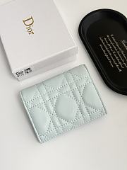Colestore Lady Dior Glycine Wallet Light Blue Cannage Lambskin 11x8.5x3cm - 6