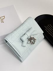 Colestore Lady Dior Glycine Wallet Light Blue Cannage Lambskin 11x8.5x3cm - 3