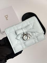 Colestore Lady Dior Glycine Wallet Light Blue Cannage Lambskin 11x8.5x3cm - 4