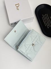Colestore Lady Dior Glycine Wallet Light Blue Cannage Lambskin 11x8.5x3cm - 5